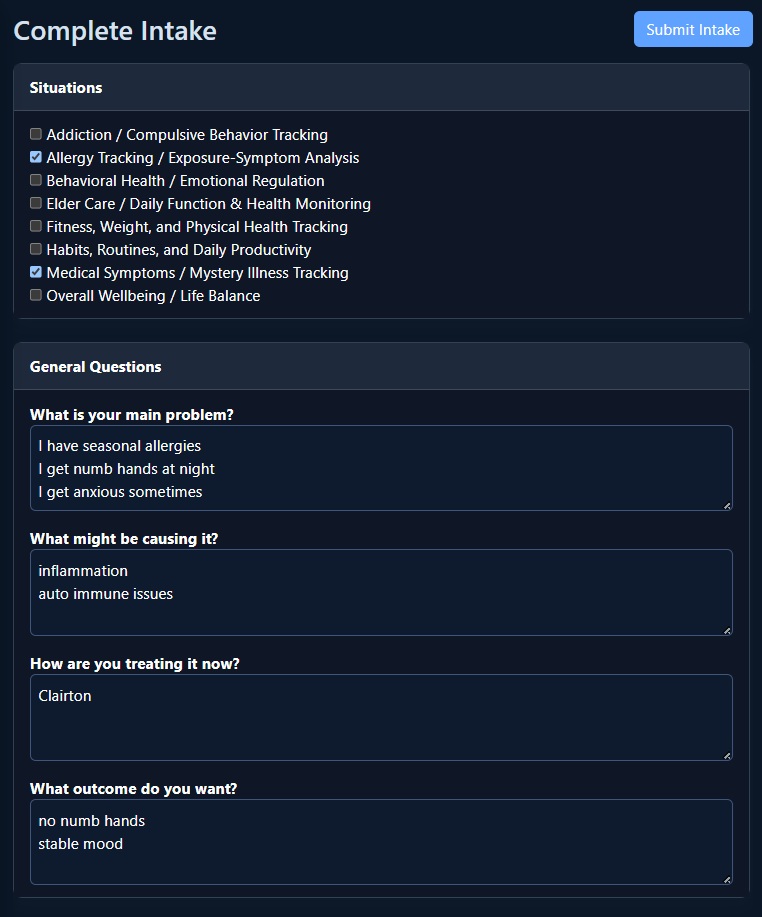 LifeTrends intake form screenshot